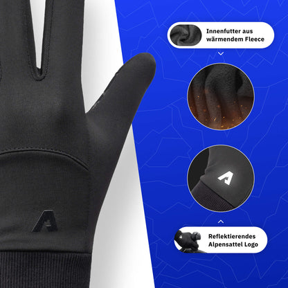 Thermo Handschuhe 2.0 + Thermo Mütze + Schlauchschal + Reflektoren Aufkleber - Alpensattel.de