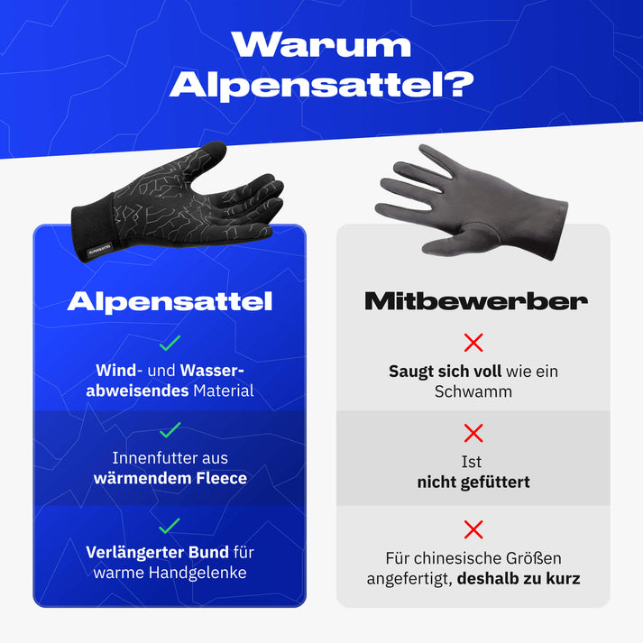 Thermo Handschuhe 2.0 + Thermo Mütze + Schlauchschal + Reflektoren Aufkleber - Alpensattel.de